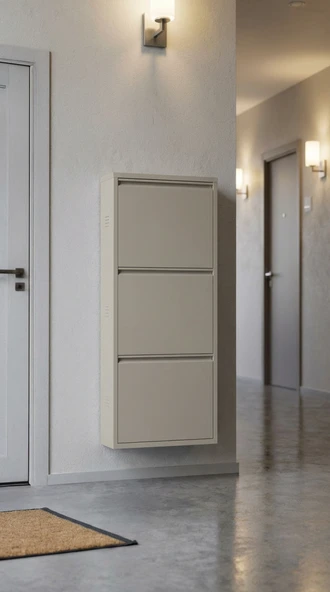 Ovrol Üçlü Metal Ayakkabılık Premium Bej ürün görseli 1