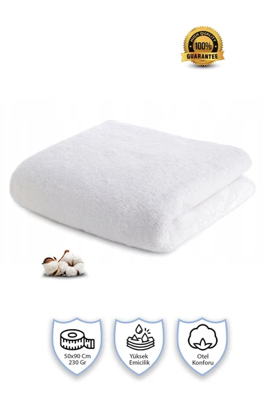 Vionel Home 1 Adet | Pamuklu, Beyaz El Havlusu | El, Yüz, Baş Havlusu | Spa ve Otel Havlusu, (50x90 cm) ürün görseli 1