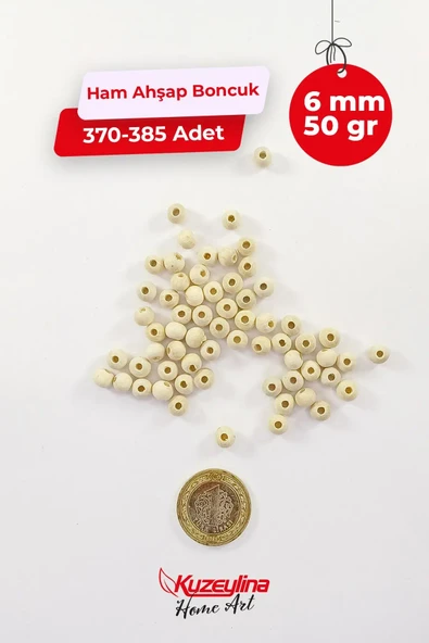 6 mm Ahşap Ham Boncuk -  50 gram - Resim 2