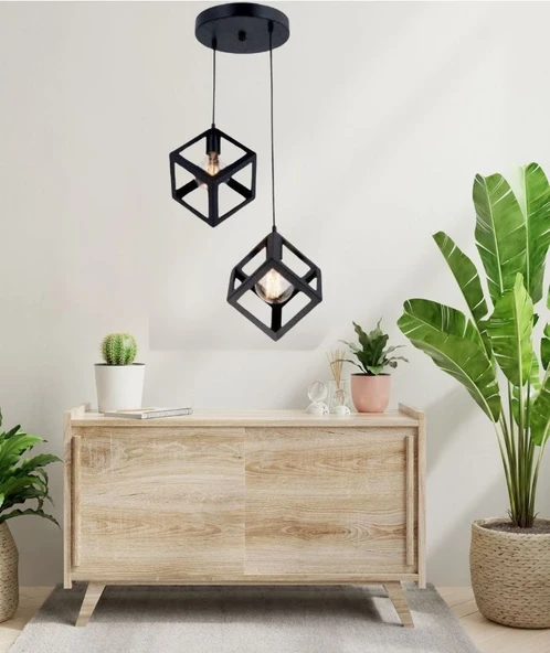 Yıldız Home Küp 2.li Rustik Siyah Avize - Resim 2