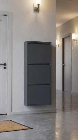 Ovrol Üçlü Metal Ayakkabılık Premium Antrasit ürün görseli 1