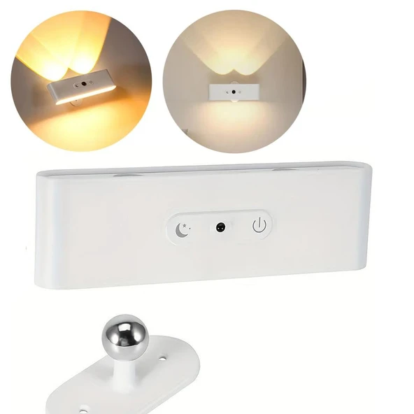 Ledx SK-BD188F Çift Yönlü Hareket Sensörlü Dekoratif Şarjlı Duvar Aplik 2 Mercekli 15 Smd Ledli 3000K-4000K-6500K ürün görseli 1