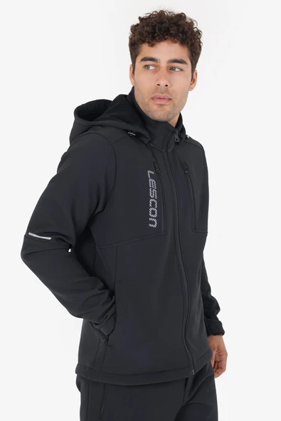 Lescon Siyah Erkek Softshell Fermuarlı Üst 23K-1065 - Resim 2