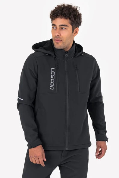 Lescon Siyah Erkek Softshell Fermuarlı Üst 23K-1065 ürün görseli 1