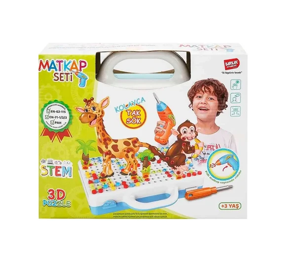 3D Stem Eğitici Matkap Seti Hayvanlar URT014-001 Ank ürün görseli 1