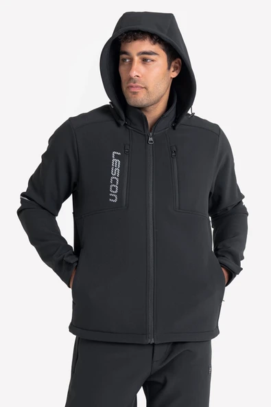 Lescon Siyah Erkek Softshell Fermuarlı Üst 23K-1065 - Resim 4