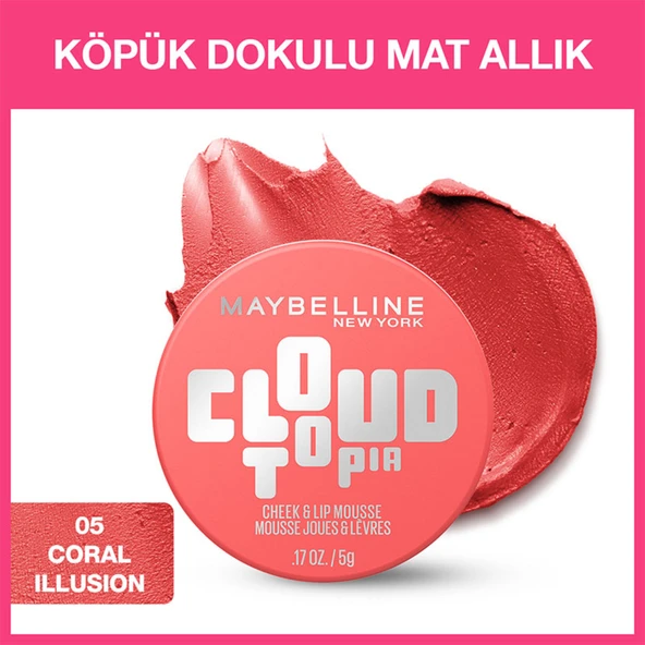 Maybelline New York Cloudtopia Köpük Dokulu Mat Allık 05 Coral Illusion ürün görseli 1