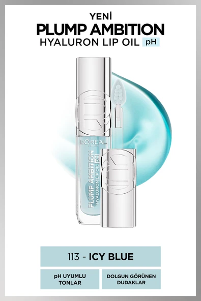 L'Oréal Paris Plump Ambition Hyaluron Lip Oil pH Dudak Parlatıcısı - 113 Icy Blue ürün görseli 1
