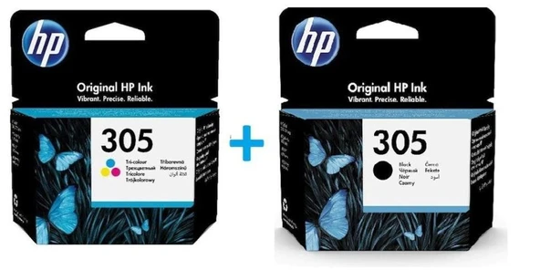 HP 305 Siyah 3YM61AE - HP 305 Renkli 3YM60AE Orijinal Kartuş ürün görseli 1