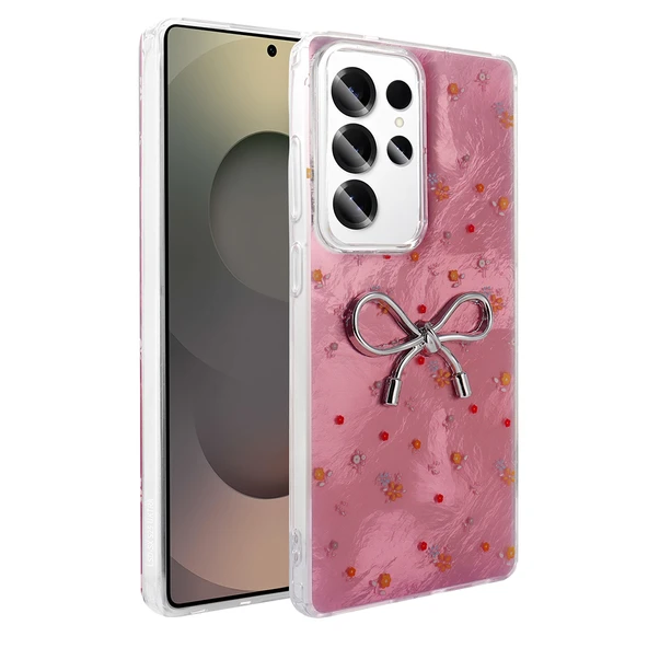Galaxy S23 Ultra Kılıf Kamera Çıkıntılı Parlak Figürlü Shiny Happy Silikon Kapak ürün görseli 1