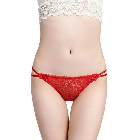 Venlisa Çapraz Bant Detaylı Dantelli String Külot V6104 - Resim 3