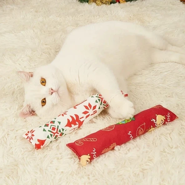 Yılbaşı Konseptli Hışırtılı Bez Kedi Oyuncağı ürün görseli 1