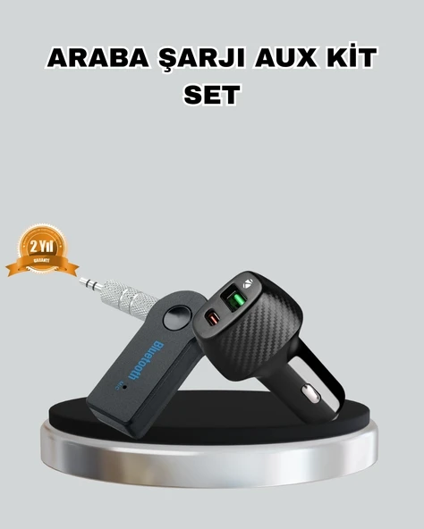 AUX Bluetooth Adaptör ve 38W Hızlı Araç Şarj Cihazı Seti P112223S8278 ürün görseli 1