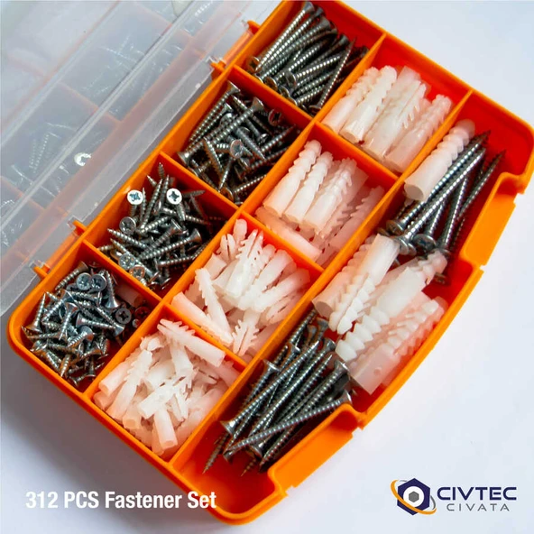 Civtec 312 Parça 12 Çeşit Vida Seti - Takım Çantası TK100 ürün görseli 1