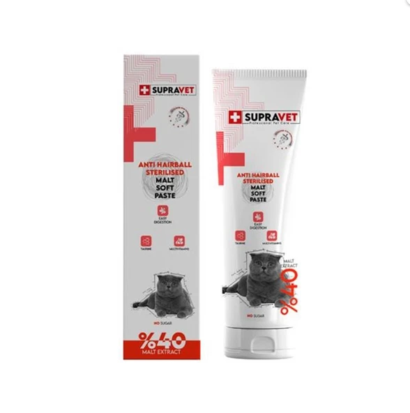 Supravet Sterilised Anti Hairball Kısırlaştırılmış Kediler için Malt Macun 100 Gr ürün görseli 1