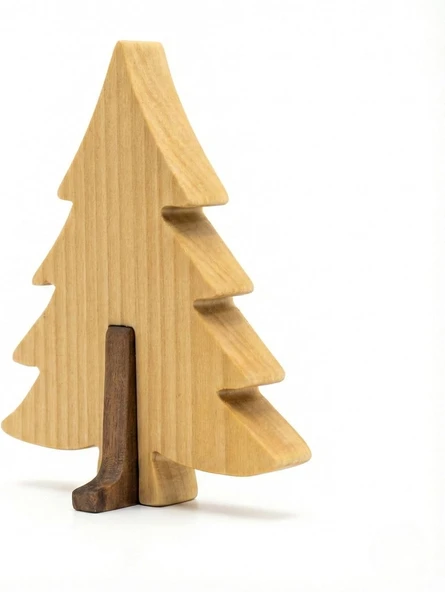 Simdale Wood İsimli Dekoratif Ahşap ÇAM AĞACI - Modüler Kaideli ürün görseli 1