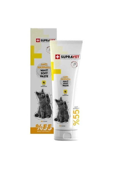 Supravet Anti Hairball Kediler için Tüy Yumağı Engelleyici Malt Macun 100 Gr ürün görseli 1