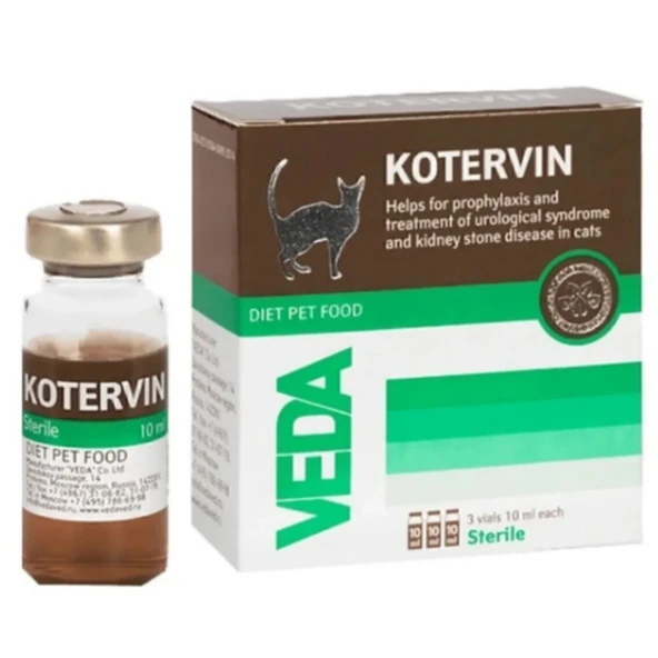 Veda Kotervin 3x10 ml (Tam Kür Paketi)  Kedi & Köpek İçin İdrar Yolu Taşı Eritici Bitkisel Solüsyon ürün görseli 1