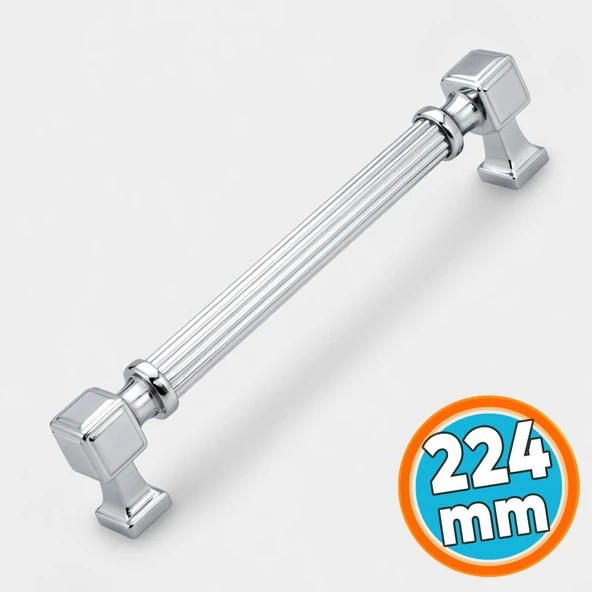 Mobilya Çekmece Mutfak Dolabı Dolap Kulpları Kulb 22.4 cm 224 mm Çizgili Krom Renk Metal Kulp ürün görseli 1