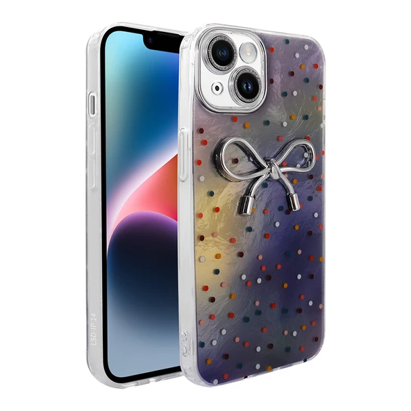 iPhone 13 Kılıf Kamera Çıkıntılı Parlak Figürlü Shiny Happy Silikon Kapak ürün görseli 1