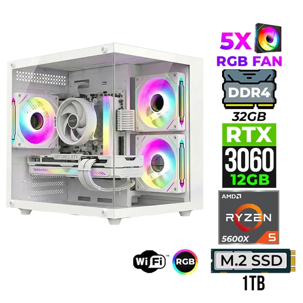 Xaser Mage x80 Ryzen 5 5600x 32GB Ram 1TB M.2 NVMe SSD 12GB RTX3060 Oyuncu Tavsiye Sistem ürün görseli 1