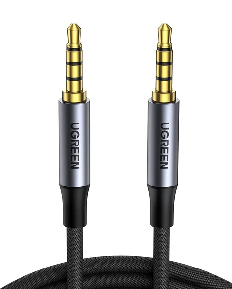 UGREEN 3.5mm Hi-Fi Streo TRRS Jack Aux Örgülü Ses ve Mikrofon Kablosu Siyah 2m, 20782 ürün görseli 1