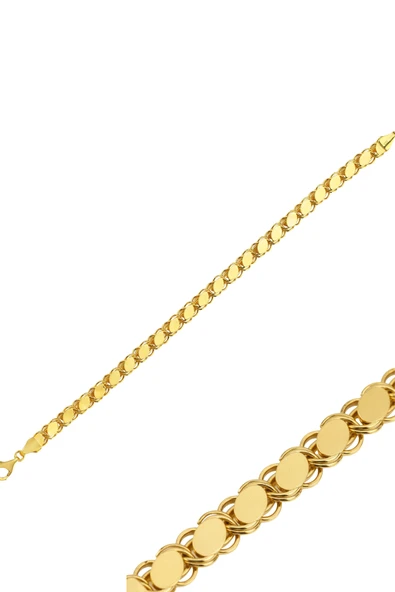14 Ayar Altın Pullu Zincir Bileklik 3 mm ürün görseli 1