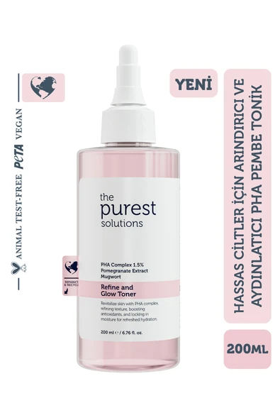The Purest Solutions Hassas Ciltler İçin Arındırıcı ve Aydınlatıcı PHA Pembe Tonik ürün görseli 1