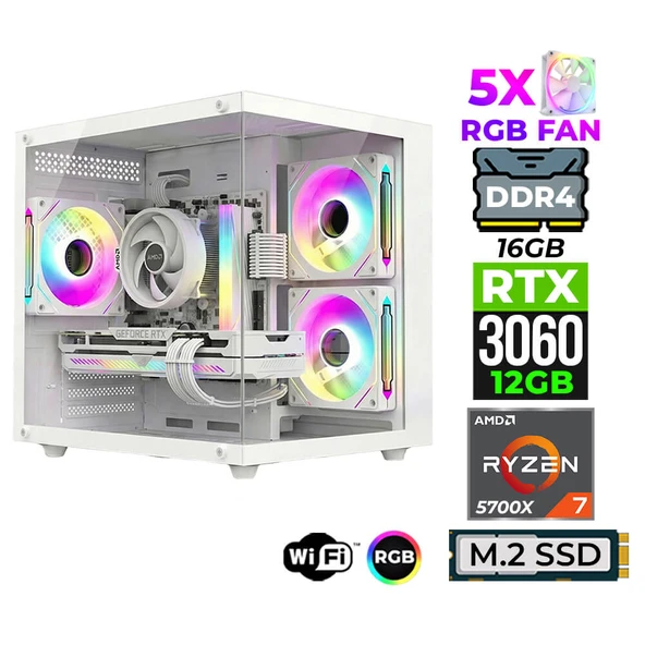 Xaser Mage x100 Ryzen 7 5700x 16GB Ram 512GB M.2 NVMe SSD 12GB RTX3060 Oyuncu Tavsiye Sistem ürün görseli 1