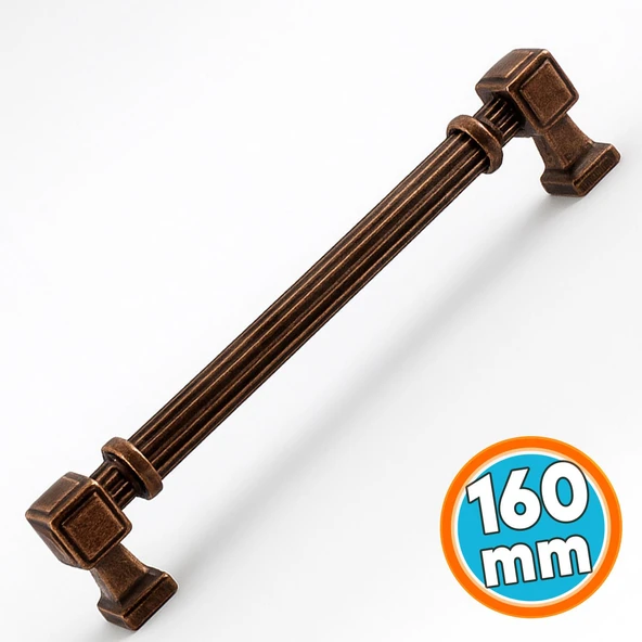 Mobilya Çekmece Mutfak Dolabı Dolap Kulpları Kulb 16 cm 160 mm Çizgili Antik Bakır Metal Kulp ürün görseli 1