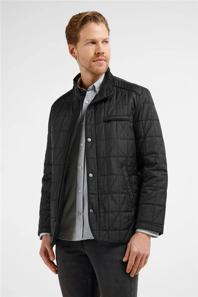 Siyah Dik Yaka Slim Fit Classic Kaban 1008255153 ürün görseli 1