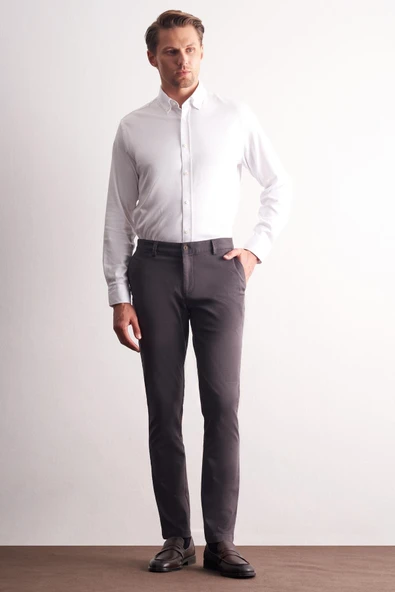 Füme Yan Cep Düz Paça Pamuklu Slim Fit Chino Casual Pantolon 1003255165 ürün görseli 1
