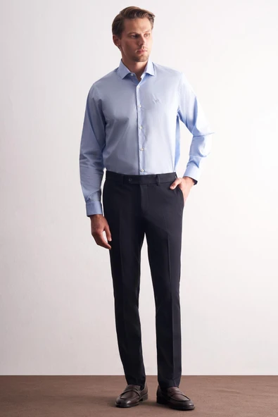 Lacivert Yan Cep Açık Paça Esnek Slim Fit Classic Casual Pantolon 1003255153 ürün görseli 1