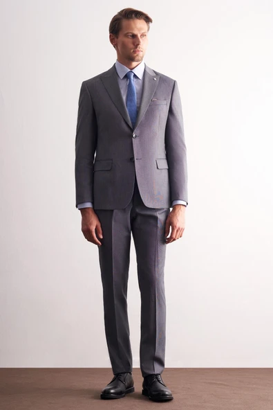 Füme Kırlangıç Yaka Esnek Bel 6 Drop Slim Fit Tam Astar Takım Elbise 1001255168 ürün görseli 1
