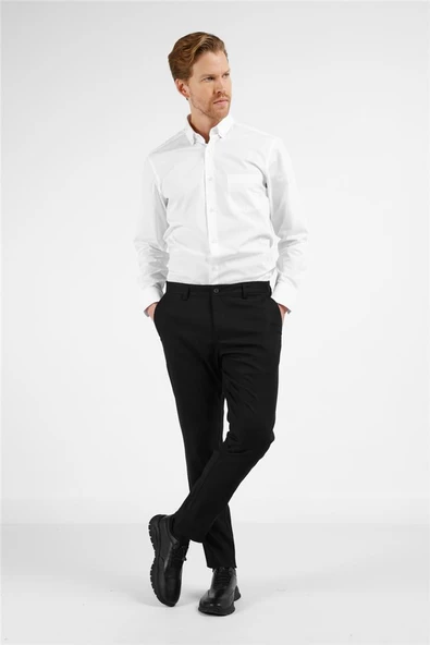 Siyah Yan Cep Düz Paça Pamuklu Comfort Fit Chino Casual Pantolon 1003255167 ürün görseli 1