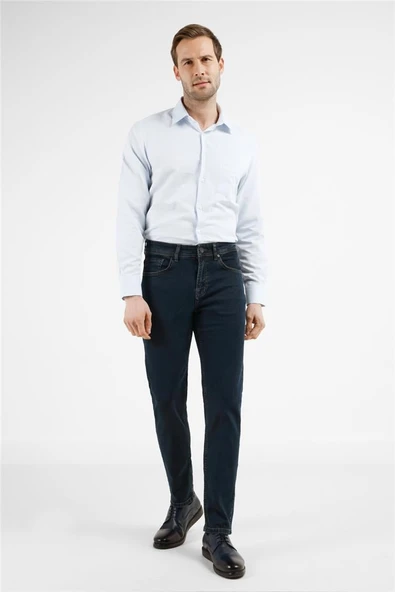 Lacivert Gabardin 5 Cep Düz Paça Casual Slim Fit Pamuklu Denim Pantolon 1023255164 ürün görseli 1