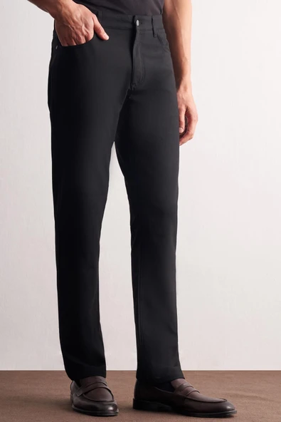 Siyah 5 Cep  Düz Paça Esnek Slim Fit  Casual Pantolon 1003255157 ürün görseli 1
