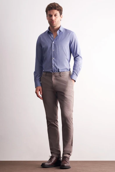 Vizon Yan Cep Düz Paça Pamuklu Slim Fit Chino Casual Pantolon 1003255165 ürün görseli 1