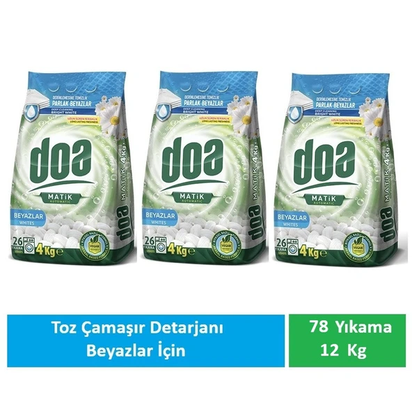 Doa Matik Toz Deterjan Beyazlar 3 x 4 Kg ürün görseli 1