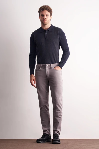 Gri 5 Cep Casual Slim Fit Pamuklu 5 Cep Pantolon 1003255318 ürün görseli 1