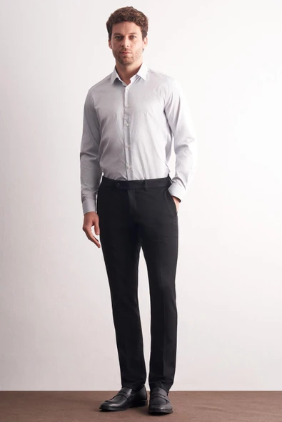 Siyah Yan Cep Açık Paça Esnek Slim Fit Classic Casual Pantolon 1003255153 ürün görseli 1