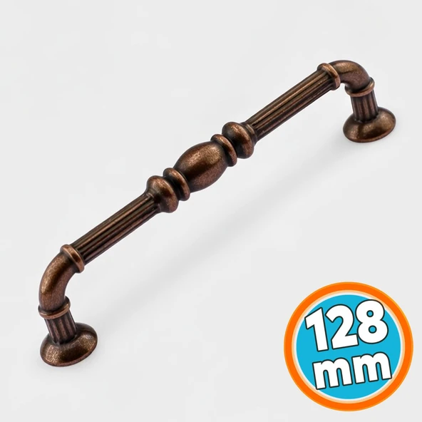 Metal Mobilya Mutfak Çekmece Dolap Kulpu Kulbu Kulpları Eskitme Antik Bakır (128 mm-12.8 cm) ürün görseli 1