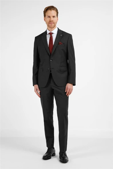 Füme Mono Yaka 6 Drop Comfort Fit Tam Astar Yünlü Takım Elbise 1001255178 ürün görseli 1