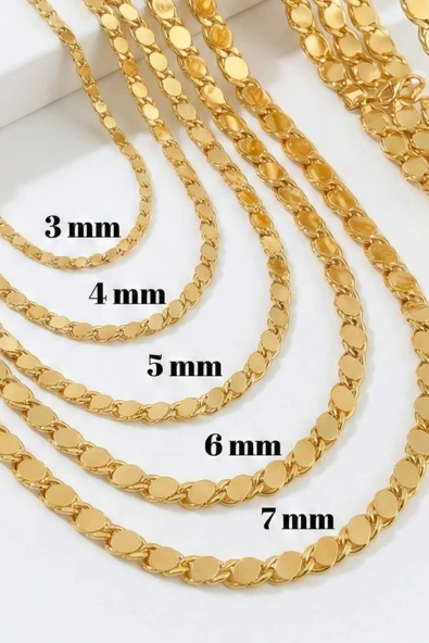 14 Ayar Altın Pullu Zincir Bileklik 5 mm - Resim 5