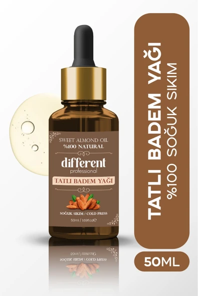 DİFFERENT PROFESİONAL Tatlı Doğal Badem Yağı Saf Soğuk Pres 50 ml ürün görseli 1