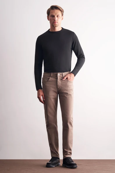 Bej 5 Cep Casual Slim Fit Pamuklu 5 Cep Pantolon 1003255318 ürün görseli 1