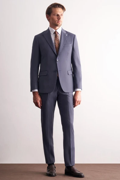 Lacivert Kırlangıç Yaka Esnek Bel 6 Drop Slim Fit Tam Astar Takım Elbise 1001255168 ürün görseli 1