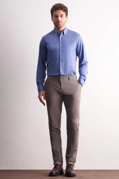 Vizon Yan Cep Düz Paça Pamuklu Slim Fit Chino Casual Pantolon 1003255164 ürün görseli 1