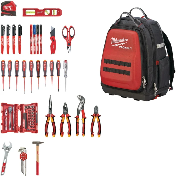 Milwaukee Packout Sırt Çantalı Elektrikçi Seti 76 Parça -  4932498407 ürün görseli 1