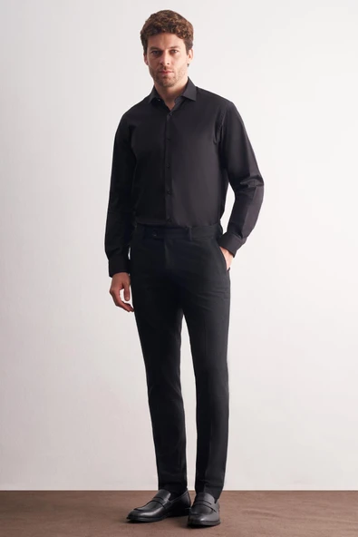 Siyah Yan Cep Açık Paça Esnek Slim Fit Classic Classic Pantolon 1003255163 ürün görseli 1
